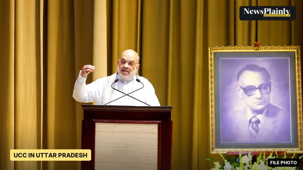Amit Shah speaking at the R N Kao Memorial Lecture in May 2026, file photo for UCC in Uttar Pradesh story
