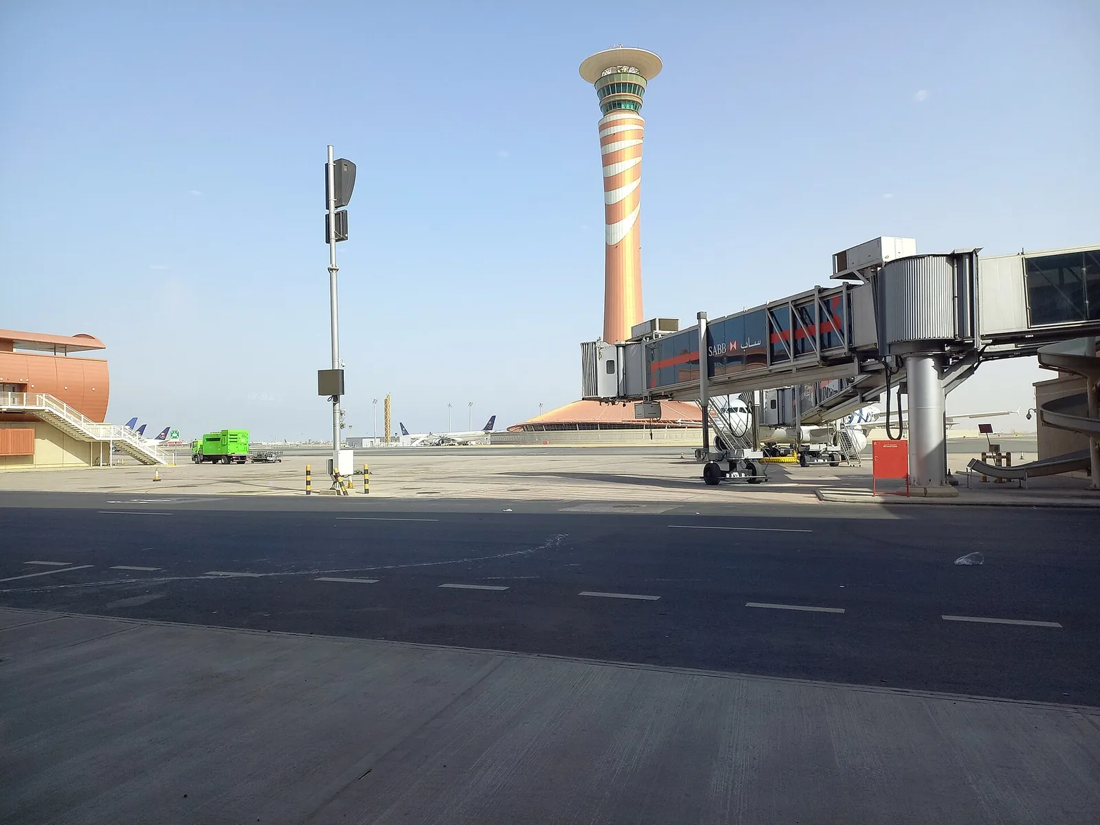 Apron and control tower at King Abdulaziz International Airport, Jeddah, 2022 file photo