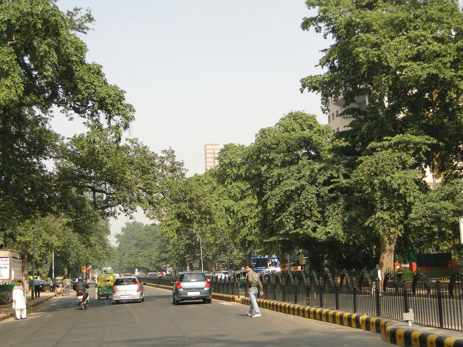 Cars and an autorickshaw on Janpath, a road in the NDMC area of New Delhi, file photo