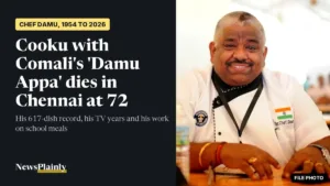 Chef Damu in his chef's whites with a Guinness World Records badge, file photo
