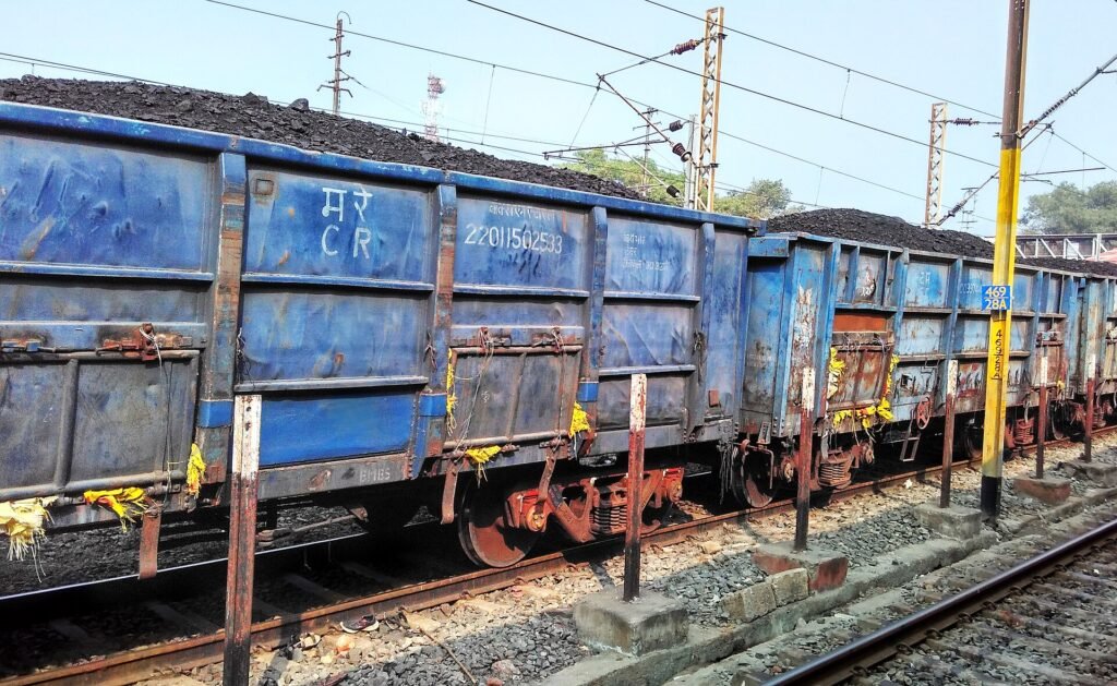 Coal-laden railway wagons in Bihar, India, as a coal shortage hits power plants