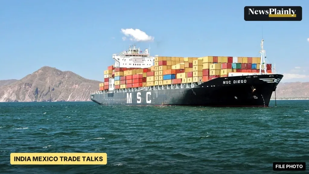 Container ship off Manzanillo, Mexico, in a 2005 file photo for India Mexico trade