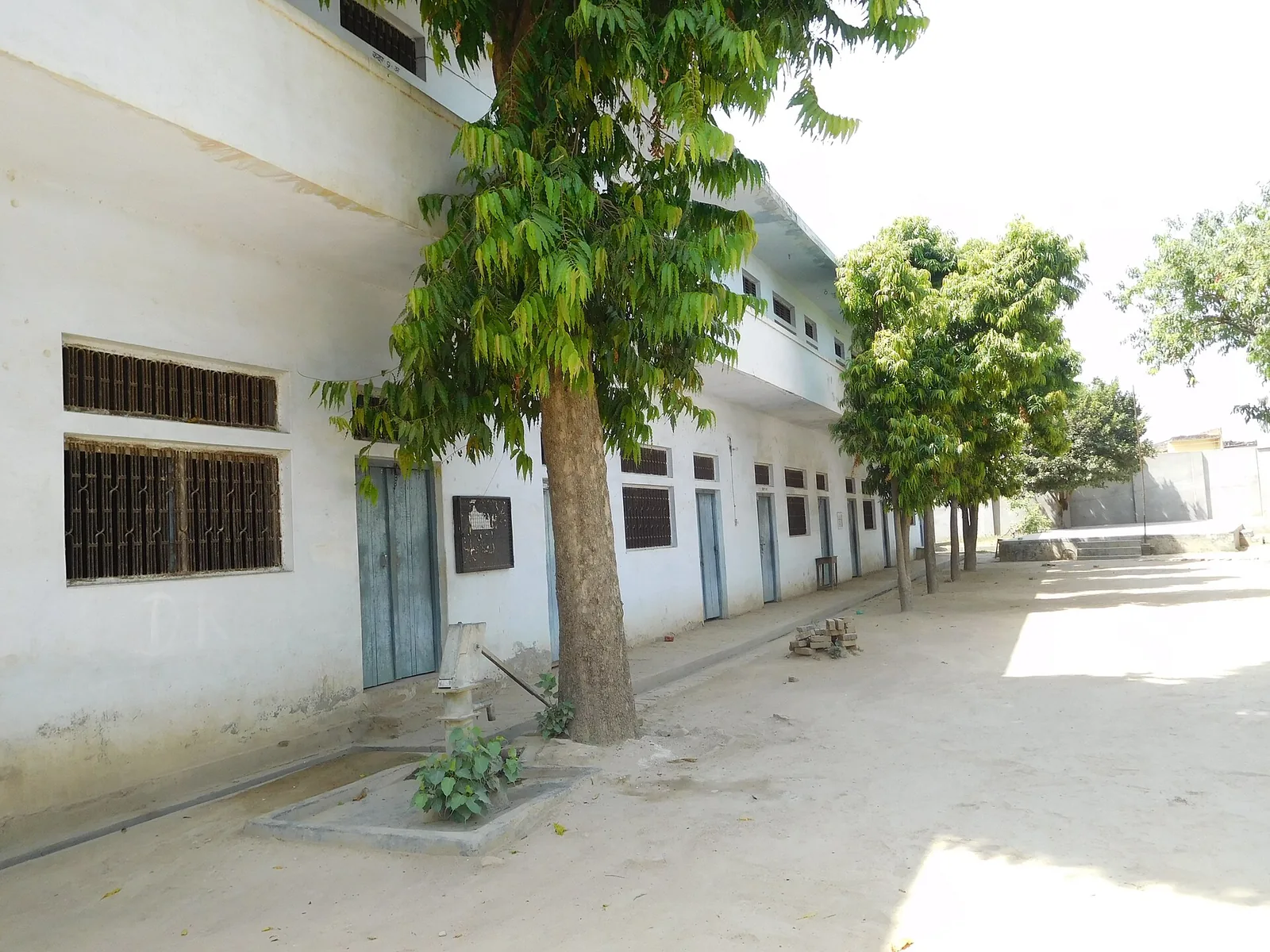 Corridor of CD Girls Inter College in Kanpur Dehat, an aided school in Uttar Pradesh