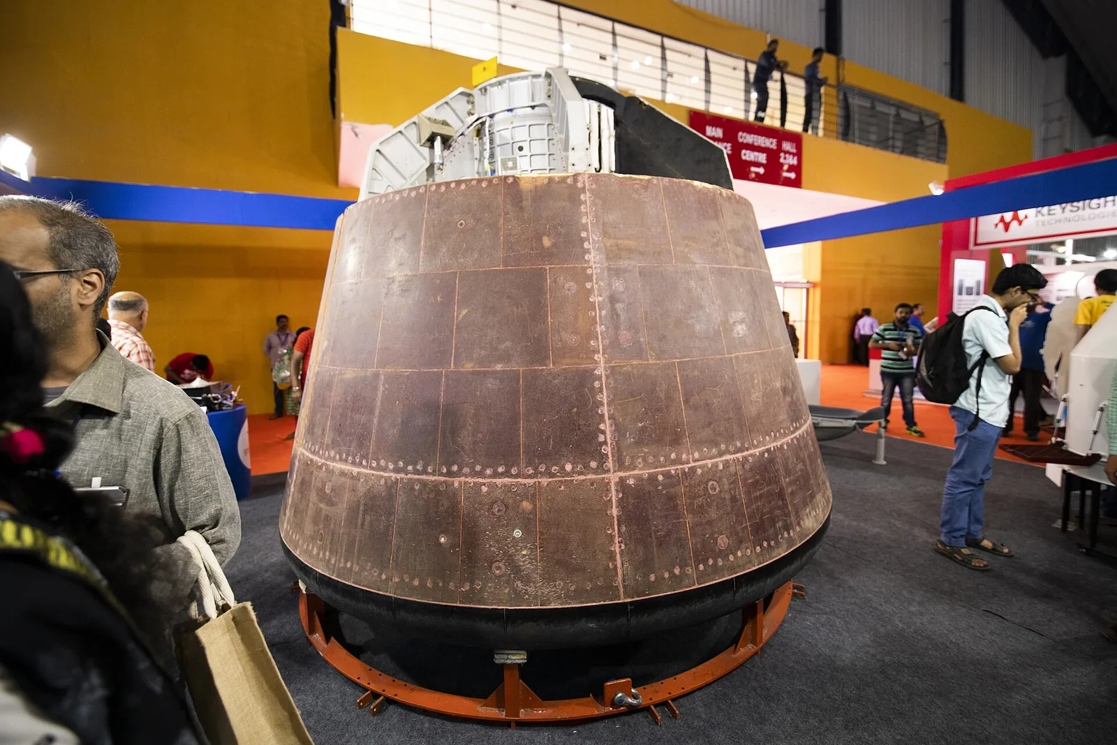 Crew module used in ISRO's pad abort test for the Gaganyaan programme, on display
