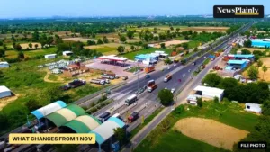 Drone view of a national highway toll plaza in India, file photo for new rules from 1 November
