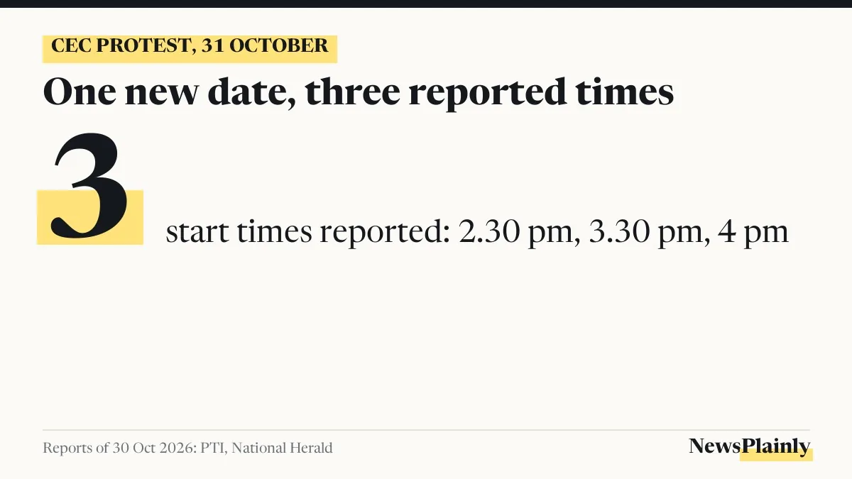 Card showing three start times reported after the CEC impeachment event was postponed to 31 October