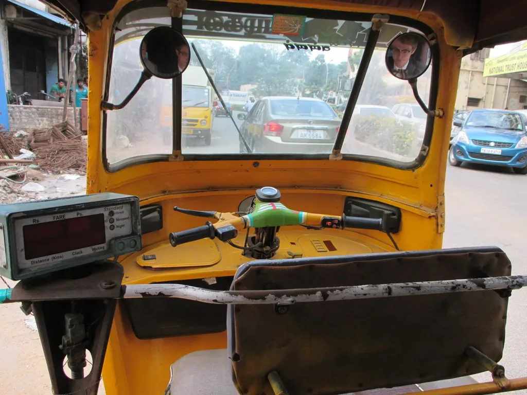Fare meter inside a Chennai auto rickshaw, as the Tamil Nadu auto fare is revised