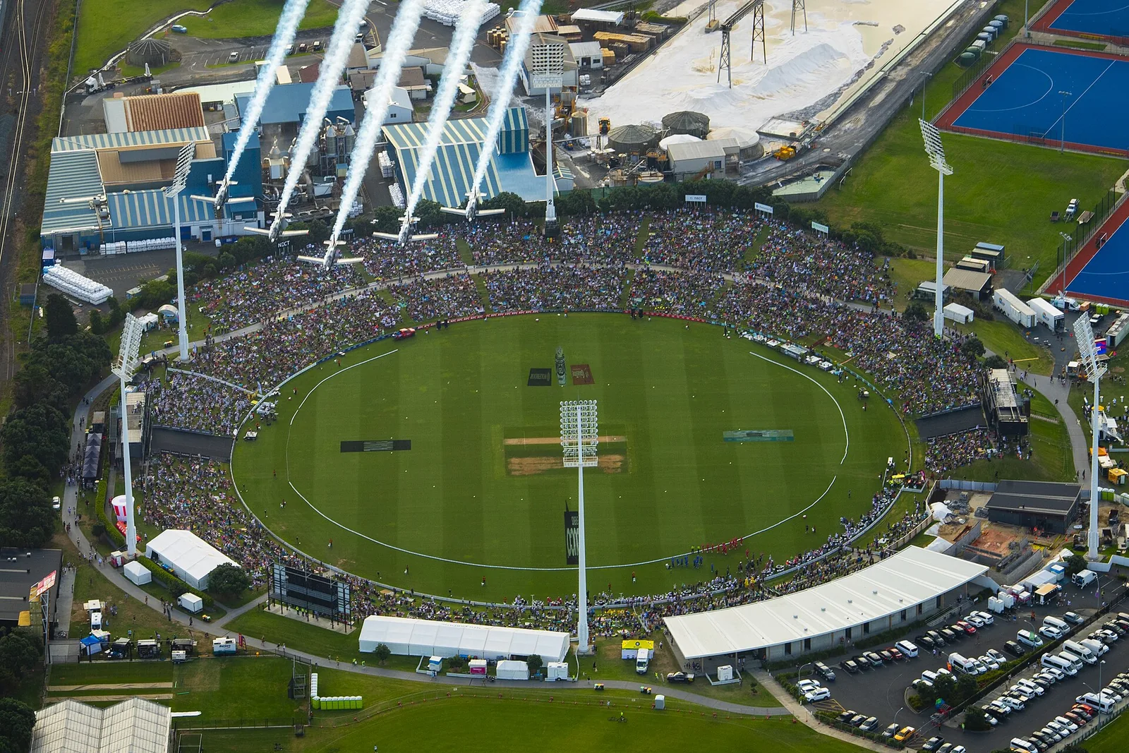 FILE PHOTO: Bay Oval in Mount Maunganui from the air, 2024, venue of the 4th and 5th ODIs