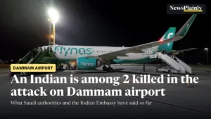 Flynas aircraft at night at King Fahd International Airport, site of the Dammam airport attack