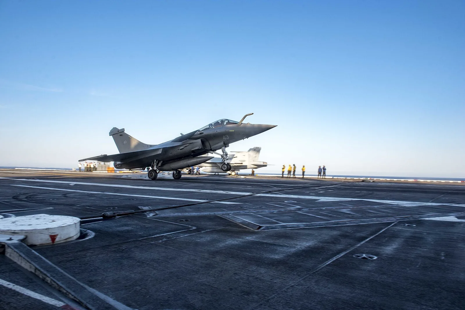 French Navy Rafale Marine landing on US carrier USS George H.W. Bush, 2018 file photo