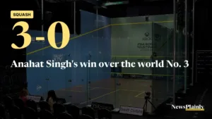 Glass squash court at the PSA World Tour Finals, as Anahat Singh beats Nour ElSherbini