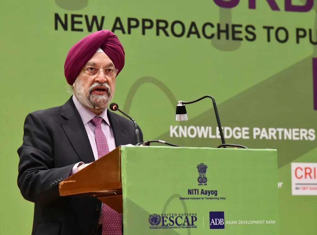 Hardeep Singh Puri speaking at a New Delhi conference, file photo, as he comments on Russian oil imports