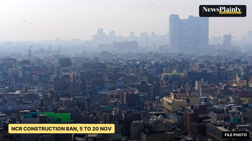 Haze over Delhi rooftops and high-rises in December 2019, file photo for the NCR construction ban story