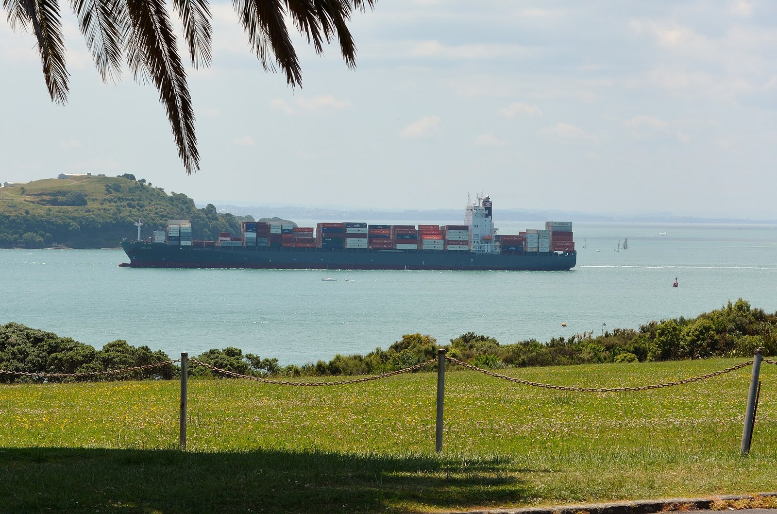 India New Zealand FTA: container ship coming into the Port of Auckland, New Zealand