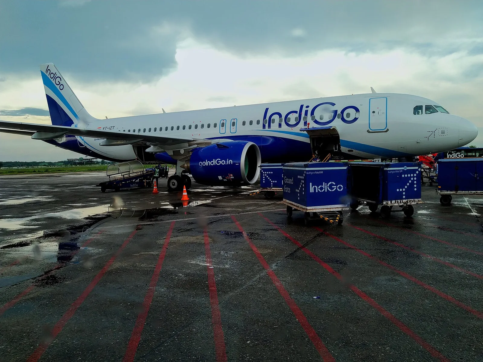 IndiGo A320neo aircraft on the apron at Guwahati airport