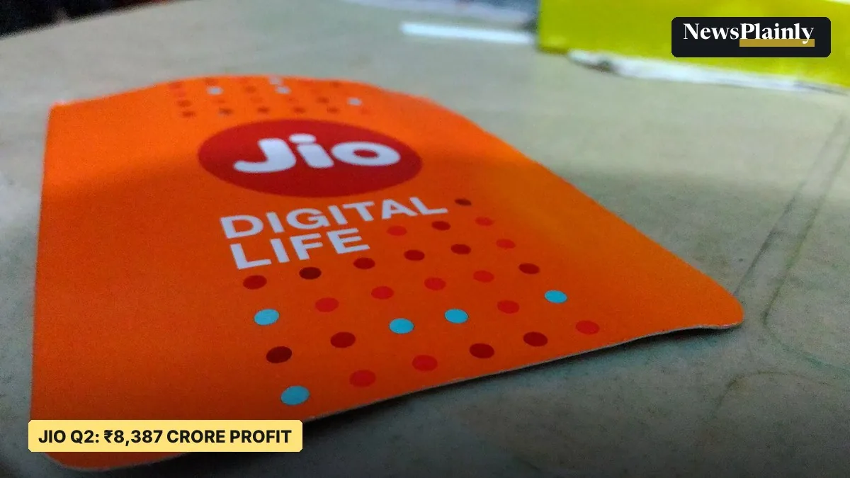 Jio Platforms Q2 results: a Jio SIM card pack on a table, file photo