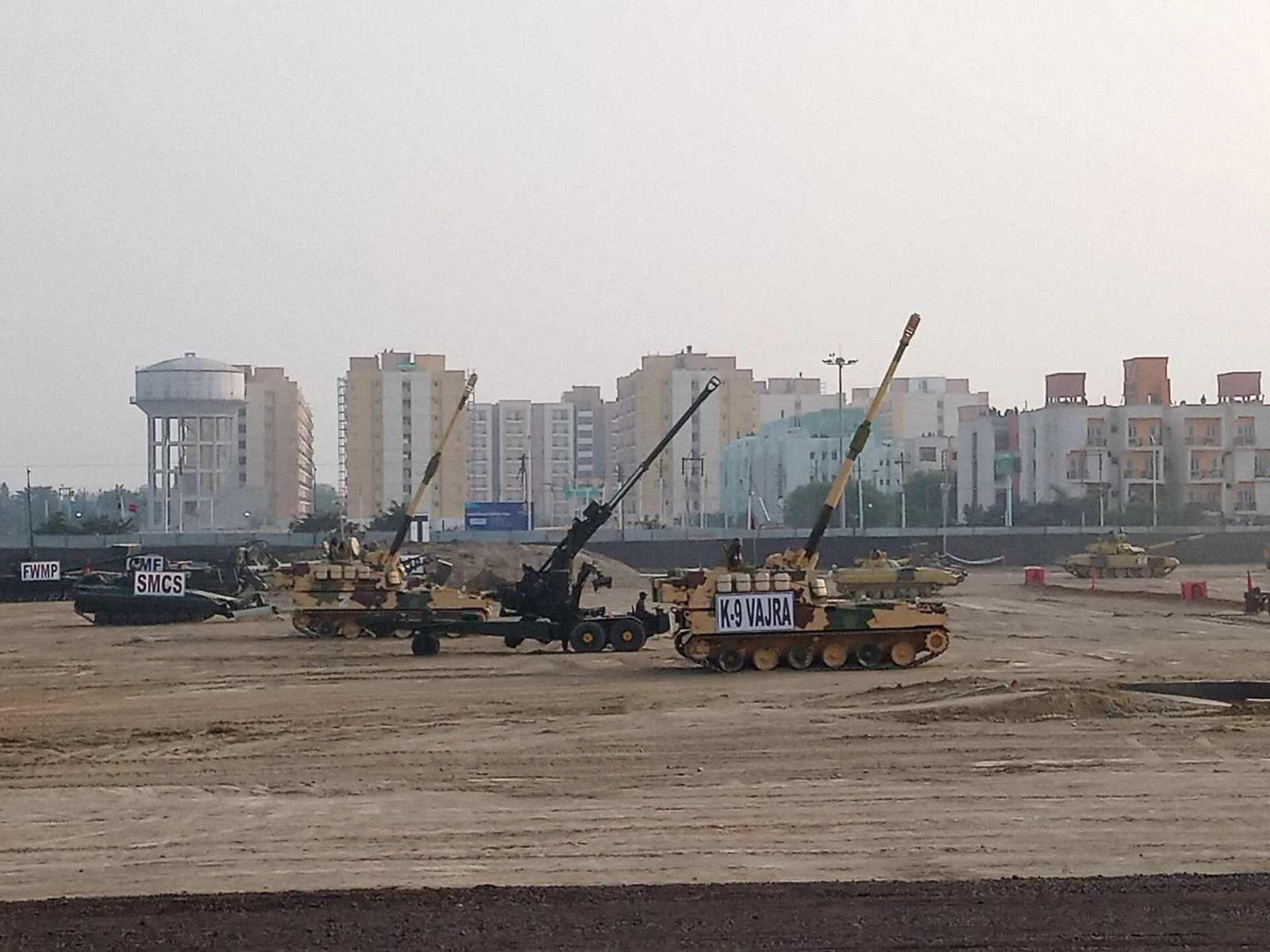 K-9 Vajra self-propelled guns on display at Defence Expo 2020 in Lucknow