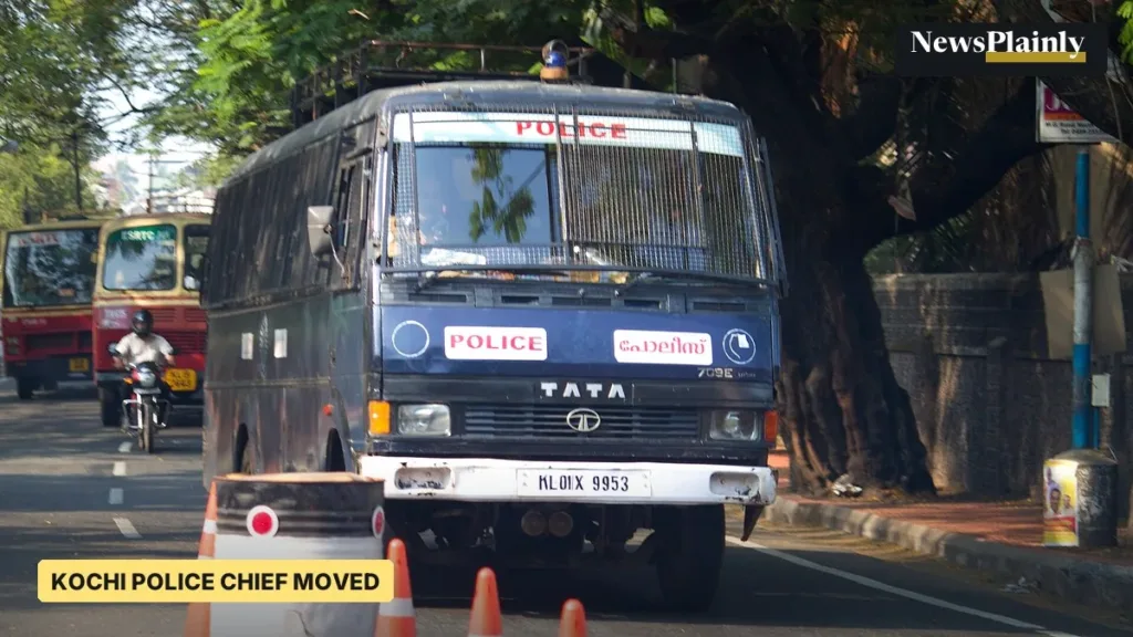 Kerala police van on a Kochi road, file photo for Kochi police commissioner story
