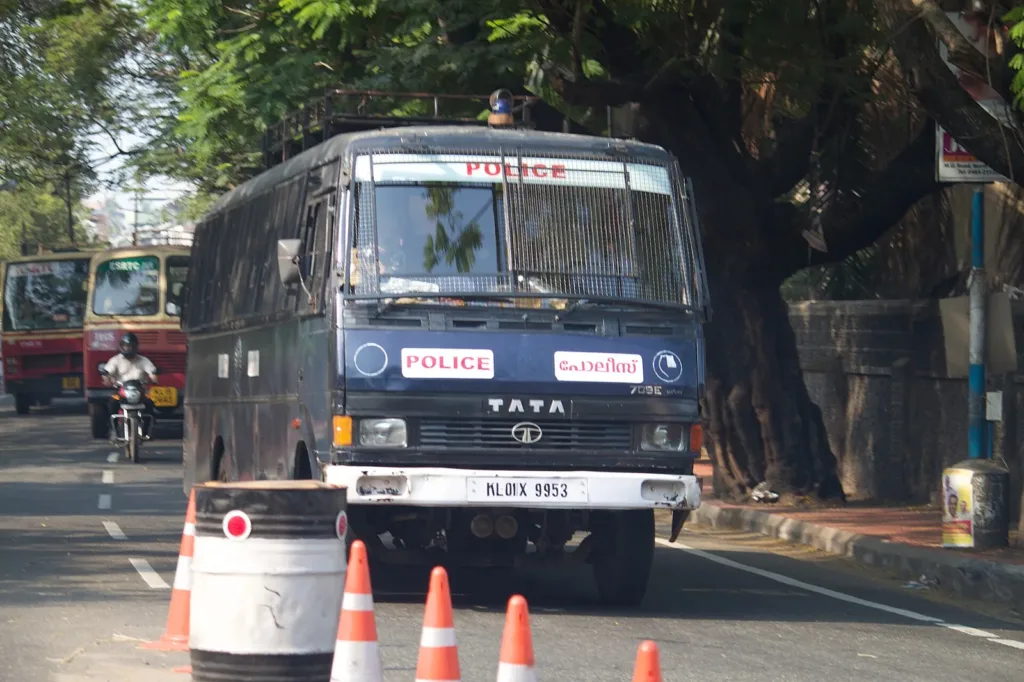Kerala police van on a Kochi road, file photo for Kochi police commissioner story