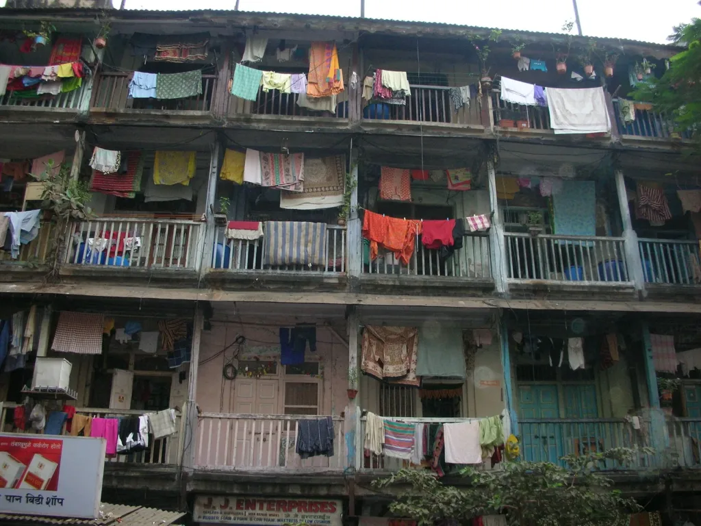 Maharashtra SIR case: old chawl building in Mumbai with washing on its balconies, 2006 file photo