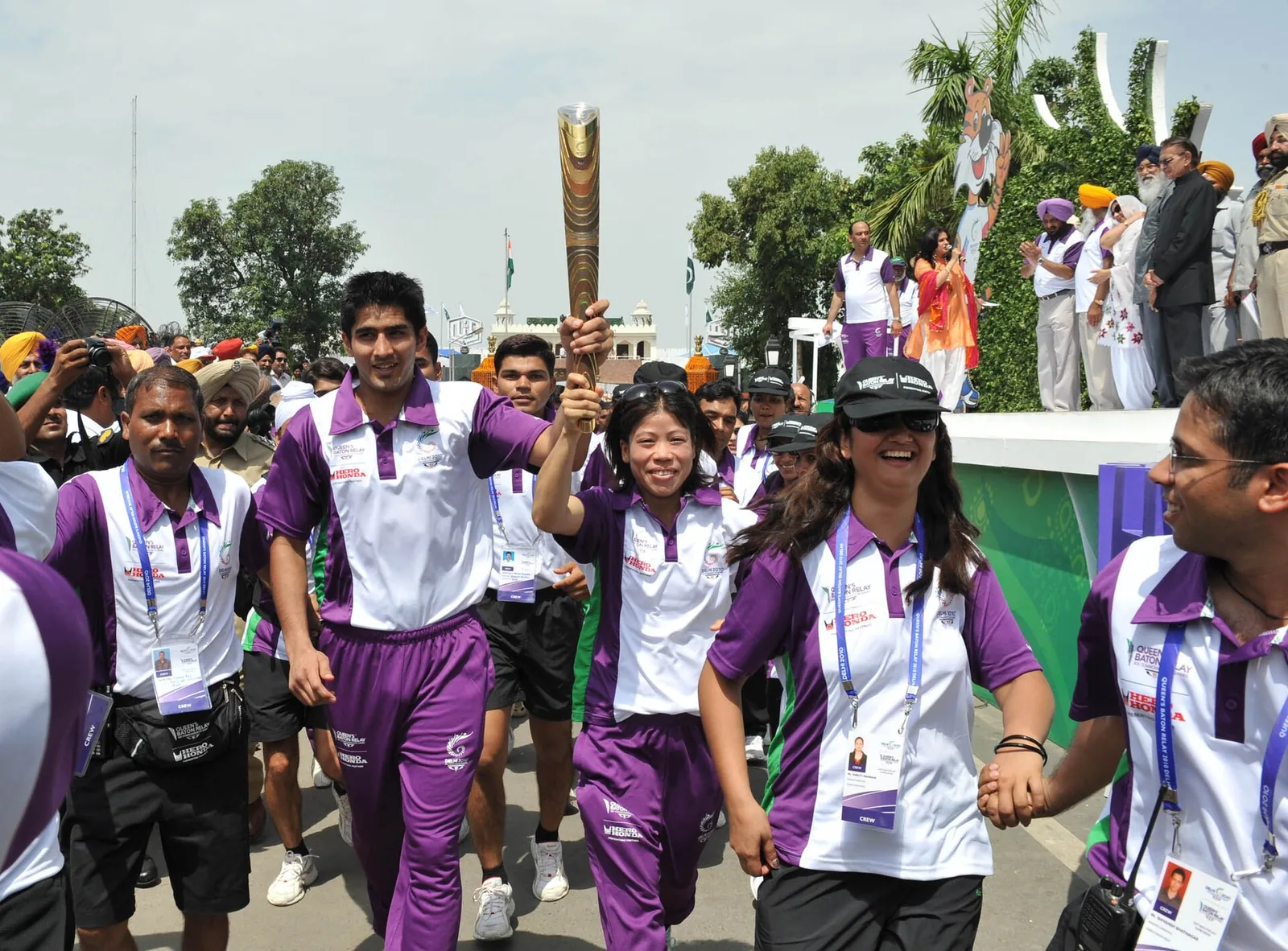 Mary Kom, evicted from Bigg Boss 20 in week 7, carrying the Queen's Baton at Wagah in June 2010, file photo