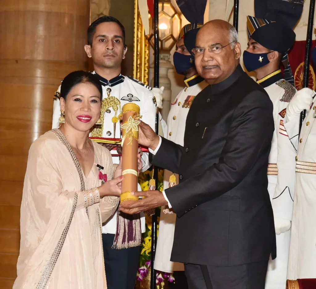 Mary Kom receiving the Padma Vibhushan in 2021, file photo for Bigg Boss 20 eviction