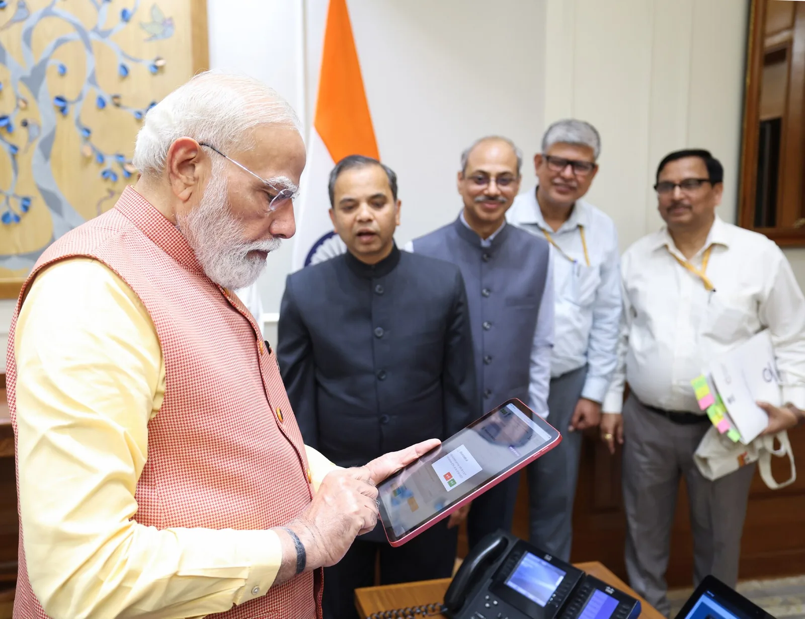 Narendra Modi fills in census self-enumeration on a tablet, 1 April 2026