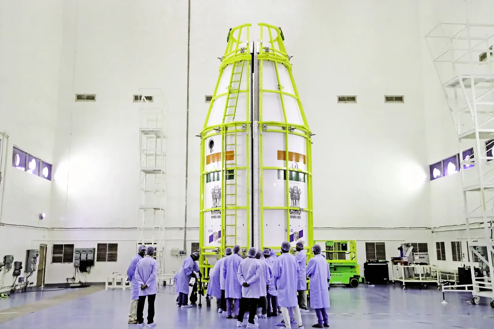 NVS-02 satellite sealed in its GSLV-F15 nose cone before the 2025 launch, file photo