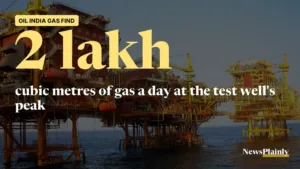 Offshore oil and gas platform at sea, representing the Oil India gas discovery