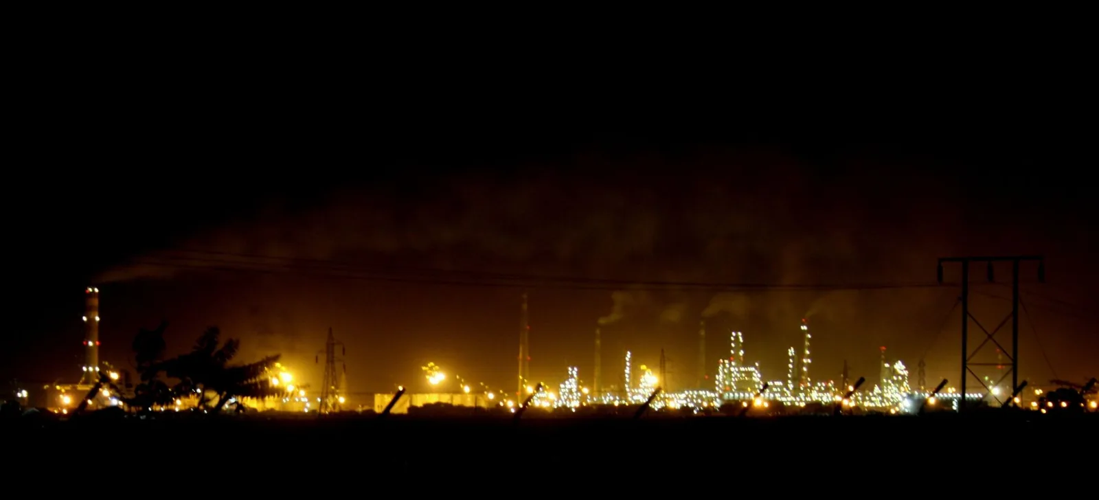 Essar oil refinery lit up at night in 2008, file photo
