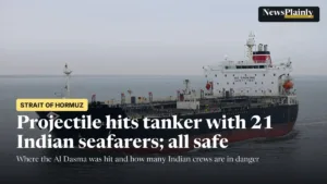 Oil tanker at sea, as a Hormuz tanker attack hits a ship with Indian crew