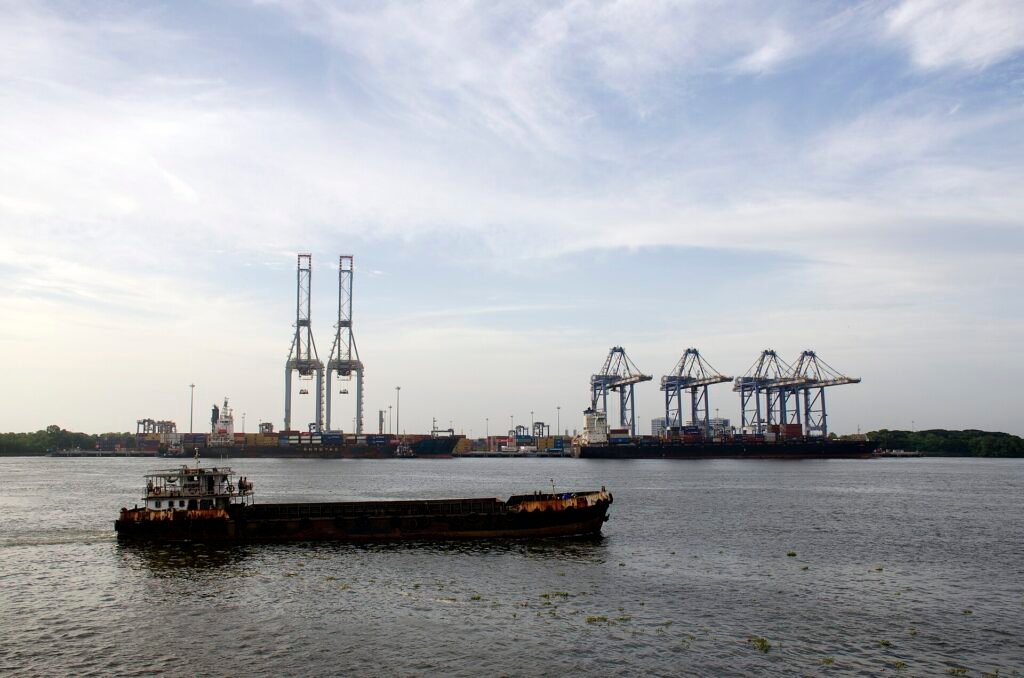 Oil tanker sailing past Cochin Port as Brent crude prices rise