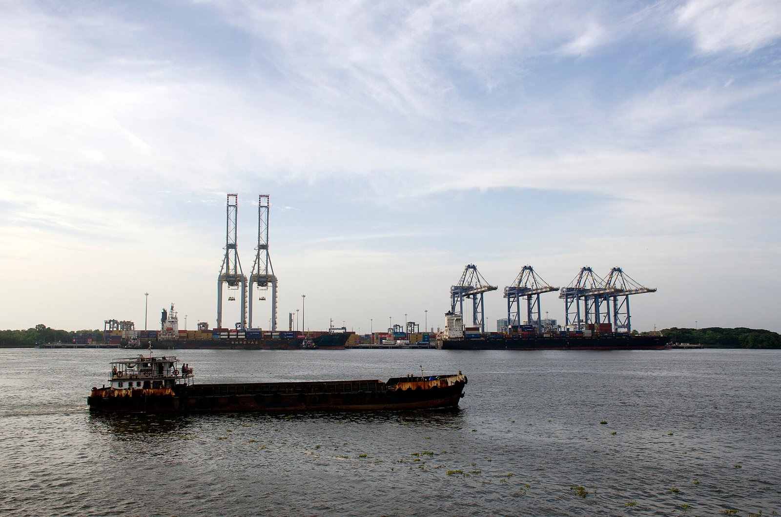 Oil tanker sailing past Cochin Port as Brent crude prices rise