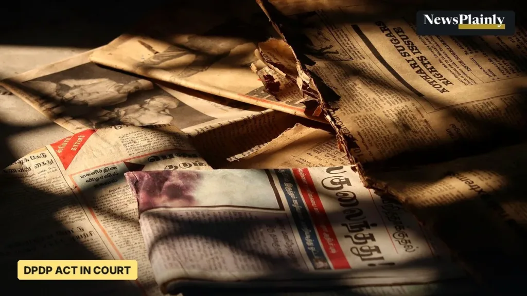 Old English and Tamil newspapers on a table, file photo for the DPDP Act challenge