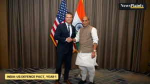 Pete Hegseth and Rajnath Singh shake hands at the 13th ADMM-Plus in Cebu, India-US defence pact review