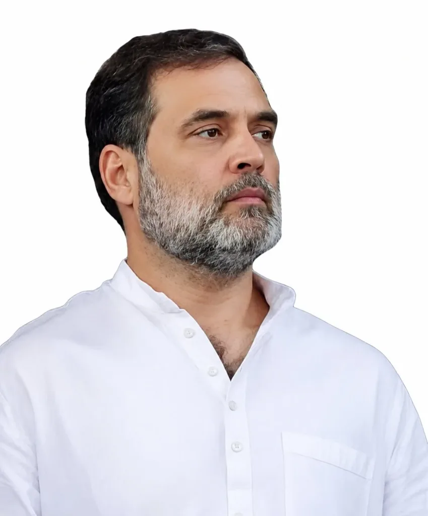 Rahul Gandhi defamation case card with a 2025 file photo of the Congress leader
