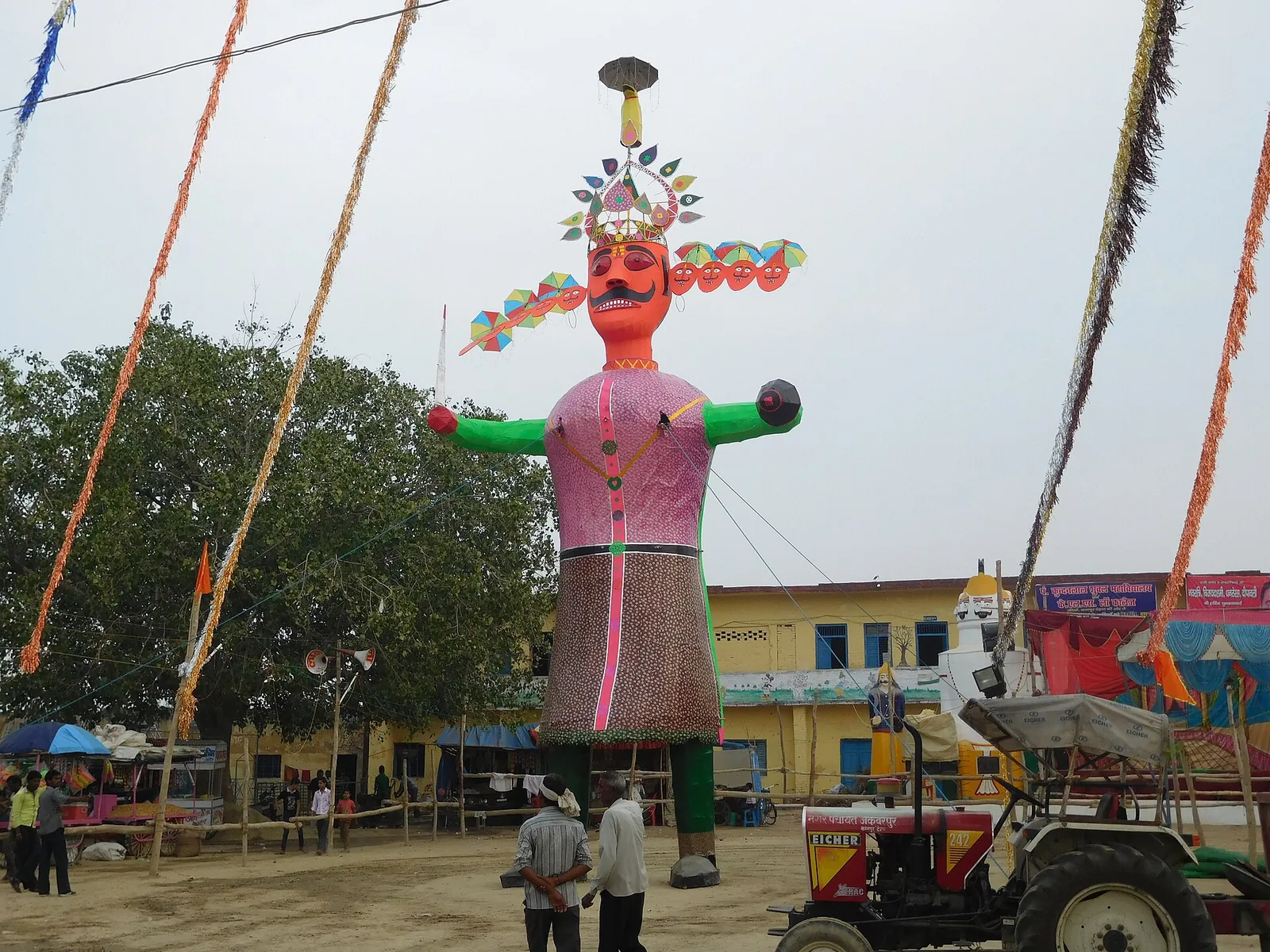 Ravana effigy set up for Dussehra, the festival of good over evil