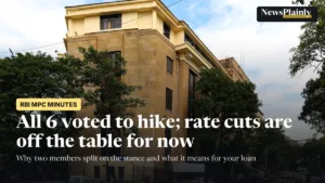 Reserve Bank of India building in Mumbai after the RBI MPC minutes were released