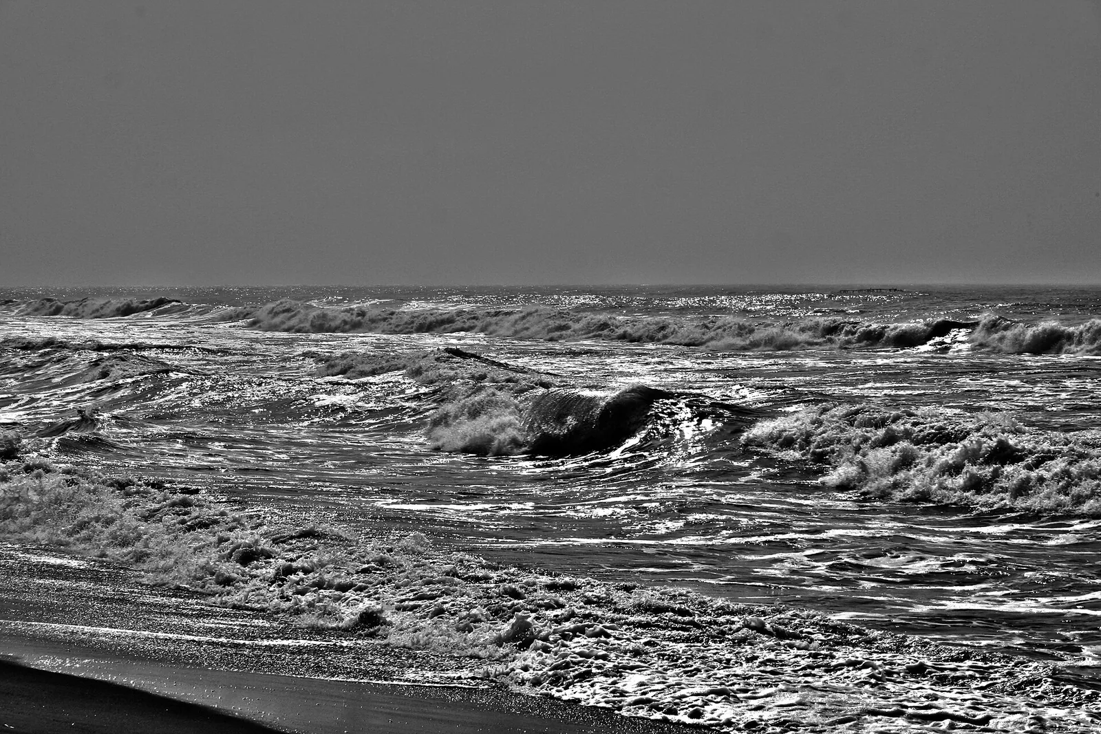 Rough waves at Visakhapatnam beach on the Bay of Bengal coast