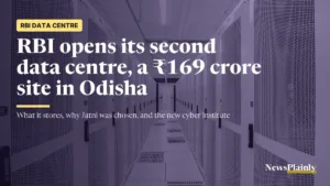Server racks in an Indian data centre, representing the new RBI data centre in Odisha