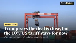 Shipping containers stacked at an Indian port as the India US trade deal nears