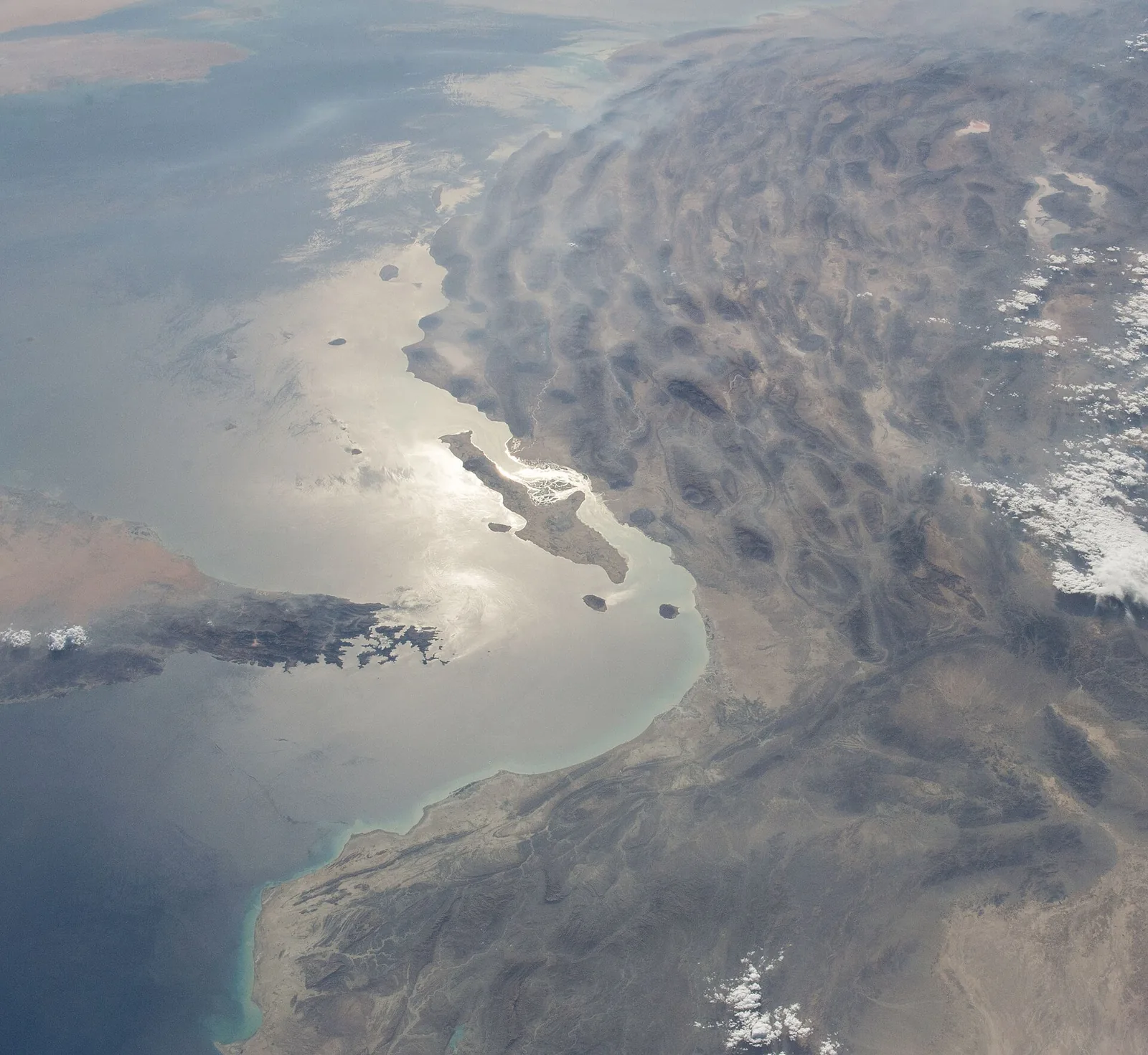 Strait of Hormuz seen from space, the sea lane in the Hormuz tanker attack