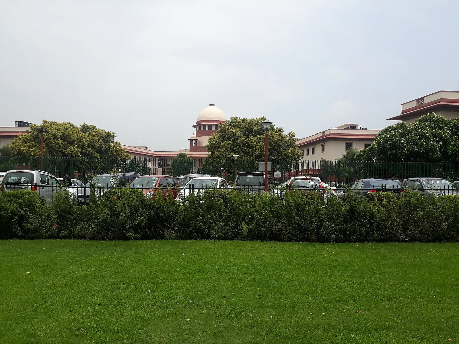 Supreme Court of India building in New Delhi seen across its front lawn