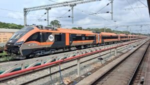 Vande Bharat sleeper rake parked at the SMVT Bengaluru railway yard